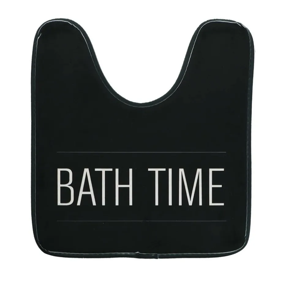 TENDANCE - Tapis contour wc microfibre imprime 45x50cm - neo retro noir