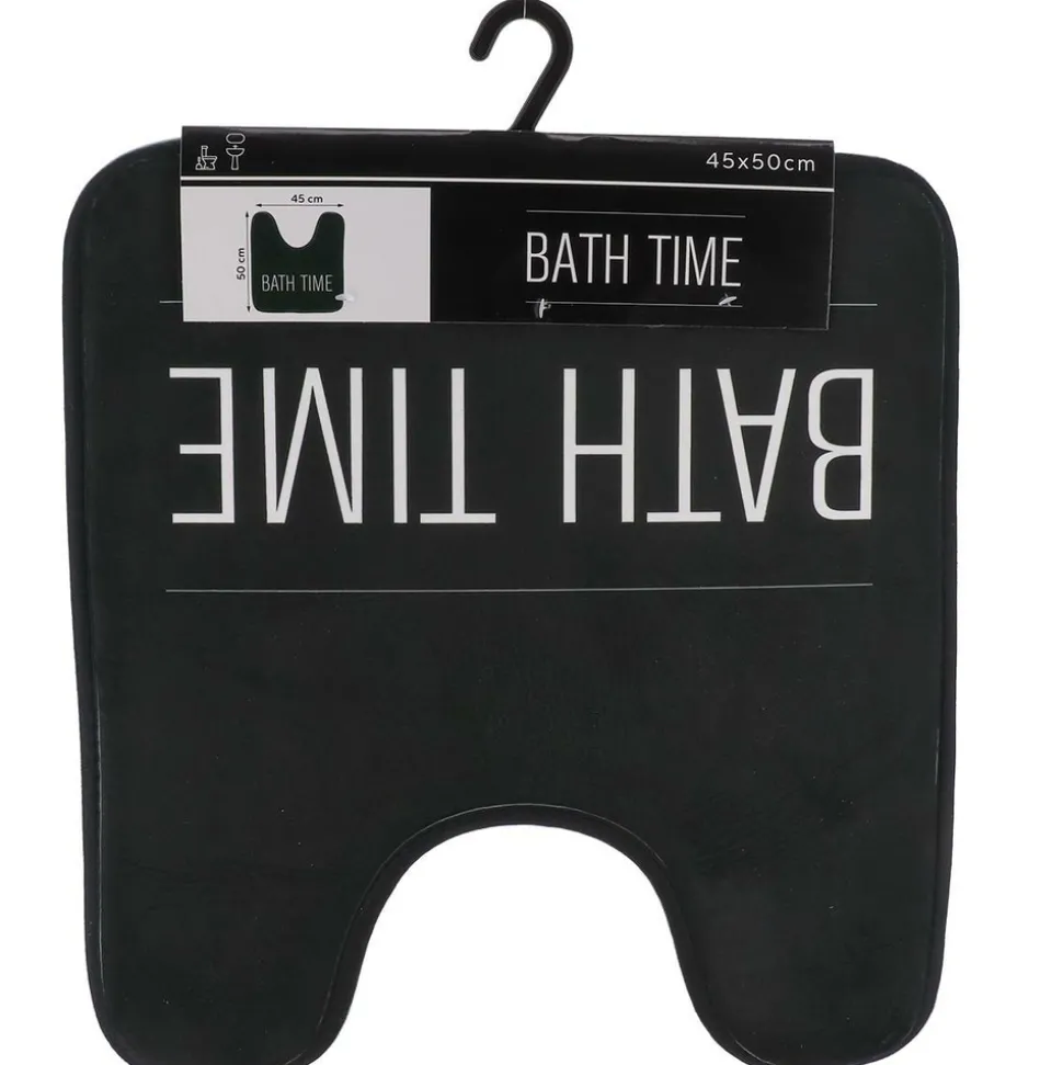 TENDANCE - Tapis contour wc microfibre imprime 45x50cm - neo retro noir