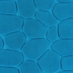 TENDANCE - Tapis memoire de forme microfibre galet 50x80cm - bleu canard