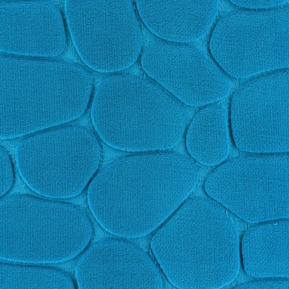 TENDANCE - Tapis memoire de forme microfibre galet 50x80cm - bleu canard