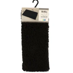 TENDANCE - Tapis microfibre petite chenille 50x80 cm - noir