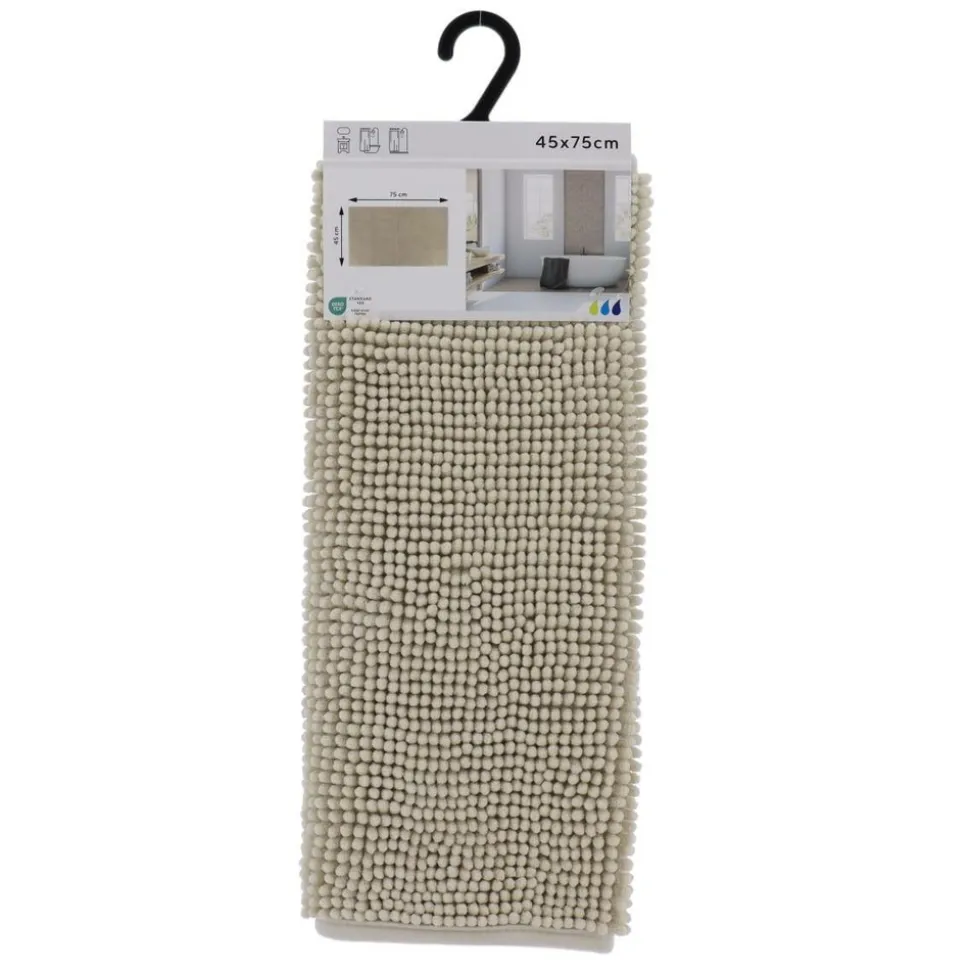 TENDANCE - Tapis microfibre boules uni 45x75cm - beige