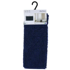 TENDANCE - Tapis microfibre boules uni 45x75cm - bleu marine