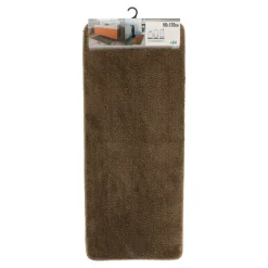 TENDANCE - Tapis microfibre double vasque 50x120cm - marron