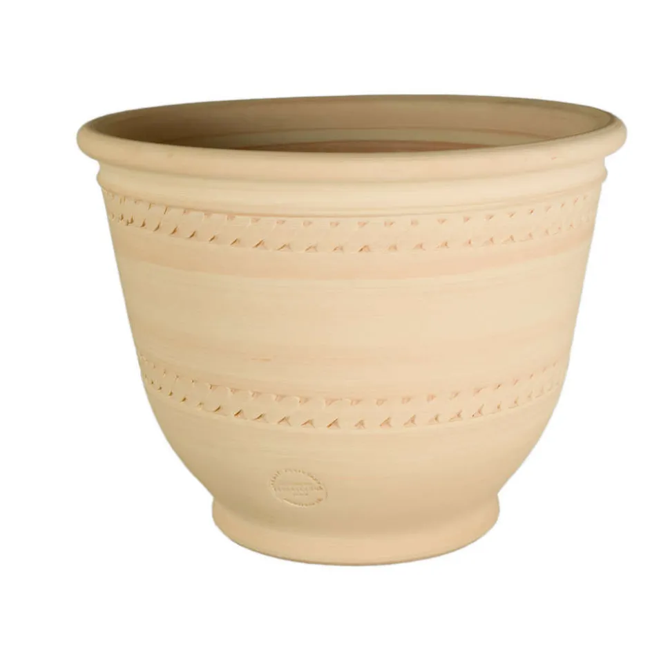 TERRABLANCA - Pot Campana frise en terre cuite claire Ø 40 x H. 35 cm