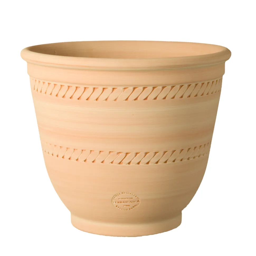 TERRABLANCA - Pot Campana frise en terre cuite claire Ø 30 x H. 28 cm