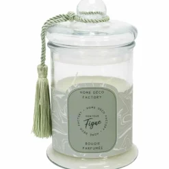 THE HOME DECO FACTORY - Bougie parfumée bonbonnière 13,2 cm vert - senteur figue