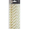 TOGA - 24 pailles en papier doré et blanc