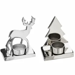 TOILINUX - 2 photophores de noël design métal terre sauvage - argent