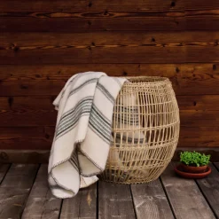 TOISON D'OR - Toison d'or - plaid laine et mohair à rayure