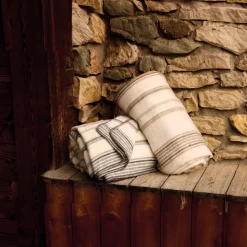 TOISON D'OR - Toison d'or - plaid laine et mohair à rayure