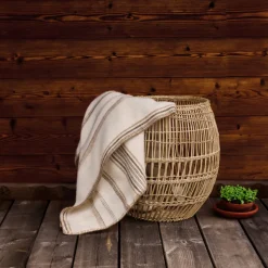 TOISON D'OR - Toison d'or - plaid laine et mohair à rayure