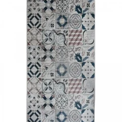 UNAMOURDETAPIS - Tapis de cuisine 50x180 marron et bleu , facile d'entretien lyn11 caroment a
