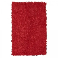 UNAMOURDETAPIS - Tapis de salle de bain fait main spaghetti rouge 50x80 en coton