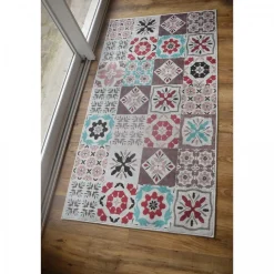 UNAMOURDETAPIS - Tapis de chambre 60x90 rouge et bleu , facile d'entretien lyn11 caroment b