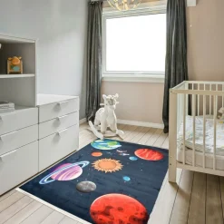 UNAMOURDETAPIS - Tapis enfant 80x150 6tem bleu, très doux et facile d'entretien