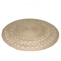 UNAMOURDETAPIS - Tapis rond 100x100 rond jt rondi beige , tapis jute artisanal