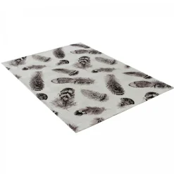 UNAMOURDETAPIS - Tapis salon 120x170 plumes gris , tapis en coton