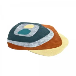 UNAMOURDETAPIS - Tapis salon 120x170 circlar multicolore , tapis en laine et viscose pour un aspect doux et soyeux