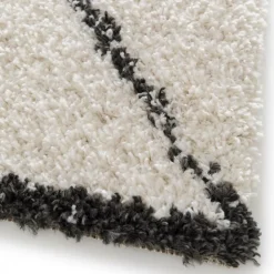 UNAMOURDETAPIS - Tapis shaggy 80x150 rectangle tissé noir et crème motif berbère croma 12