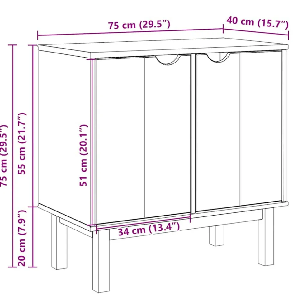 VIDAXL - Armoire de couloir otta 75x40x75 cm bois de pin massif