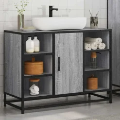 VIDAXL - Armoire lavabo de salle de bain sonoma gris bois d'ingénierie
