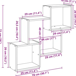 VIDAXL - Armoire murale 78x18x71 cm gris béton bois d'ingénierie