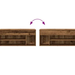 VIDAXL - Banc à chaussures vieux bois 102x30,5x45 cm bois d'ingénierie