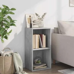 VIDAXL - Bibliothèque à 2 niveaux gris béton bois d'ingénierie