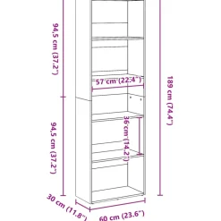 VIDAXL - Bibliothèque chêne fumé 60x30x189 cm bois d'ingénierie