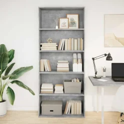 VIDAXL - Bibliothèque gris béton 80x30x189 cm bois d'ingénierie