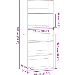 VIDAXL - Bibliothèque gris béton 80x30x189 cm bois d'ingénierie