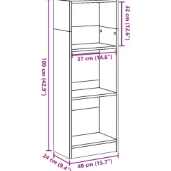 VIDAXL - Bibliothèque gris béton 40x24x109 cm bois d'ingénierie