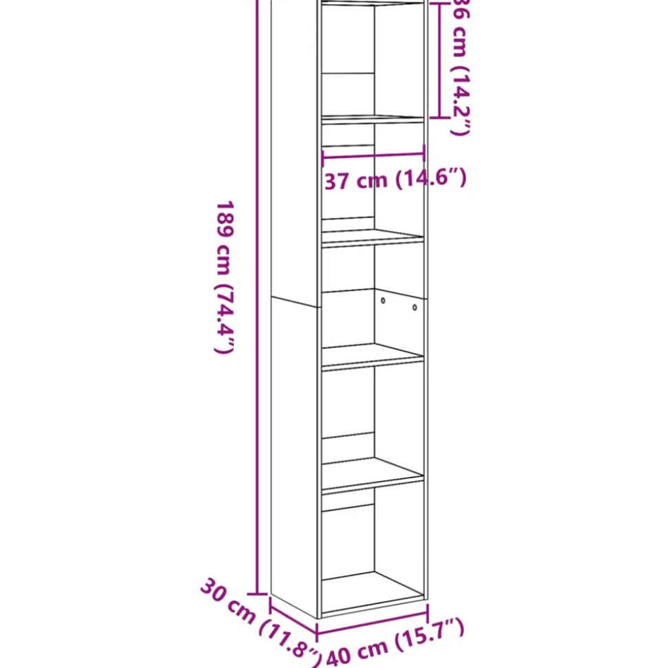 VIDAXL - Bibliothèque sonoma gris 40x30x189 cm bois d'ingénierie