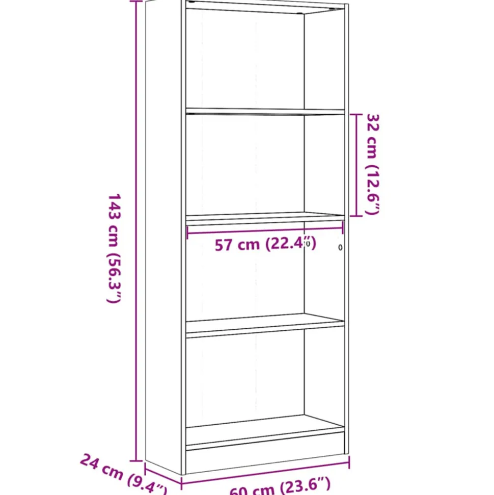 VIDAXL - Bibliothèque sonoma gris 60x24x143 cm bois d'ingénierie