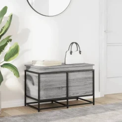 VIDAXL - Boîte de rangement avec couvercle sonoma gris bois d'ingénierie