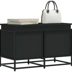 VIDAXL - Boîte de rangement avec couvercle noir bois d ingénierie