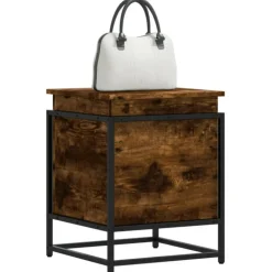 VIDAXL - Boîte de rangement avec couvercle chêne fumé bois d ingénierie