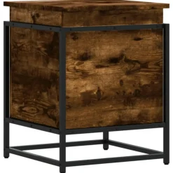 VIDAXL - Boîte de rangement avec couvercle chêne fumé bois d ingénierie