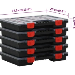 VIDAXL - Boîtes d'assortiment 5 pcs 34,5x25x5 cm polypropylène