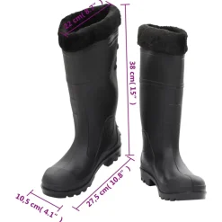 VIDAXL - Bottes de pluie avec chaussettes amovibles noir taille 40 pvc