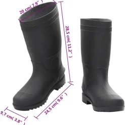 VIDAXL - Bottes de pluie noir taille 39 pvc