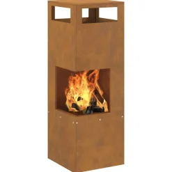 VIDAXL - Braise marron 35 x 35 x 100 cm acier résistant aux intempéries