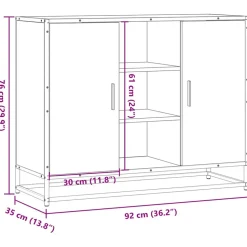 VIDAXL - Buffet chêne fumé 92x35x76 cm bois d'ingénierie