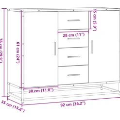 VIDAXL - Buffet chêne sonoma 92x35x76 cm bois d'ingénierie