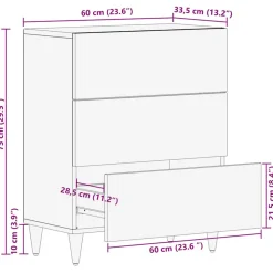 VIDAXL - Buffet gris clair 60x33,5x75 cm bois de manguier massif