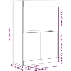 VIDAXL - Buffet haut blanc 63x33x100 cm bois d'ingénierie