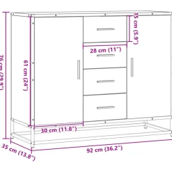 VIDAXL - Buffet noir 92x35x76 cm bois d’ingénierie