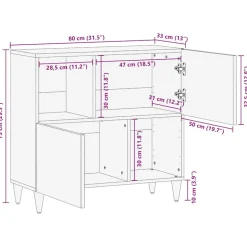 VIDAXL - Buffet 80x33x75 cm bois massif de manguier