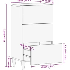 VIDAXL - Buffet 40x33x75 cm bois massif de manguier